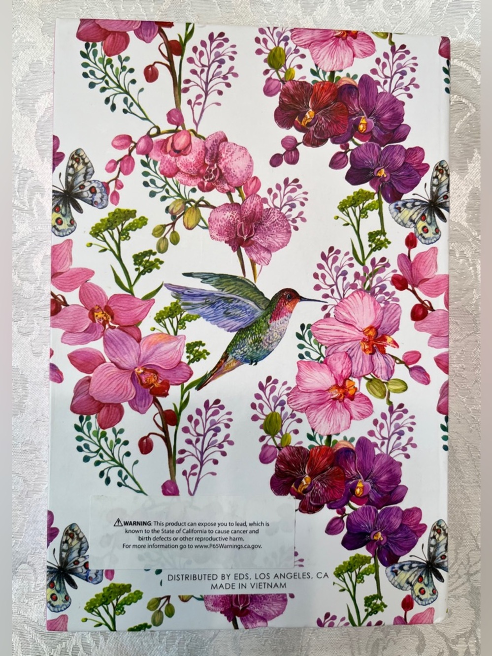 Journal Inspirational Notebook in Floral Hummingbird Design with Foldover Cover - Picture 3 of 6